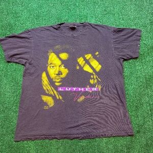 Vintage 90s Luther Vandross Hanes T Shirt Men's Size XL Black 1991 Distressed